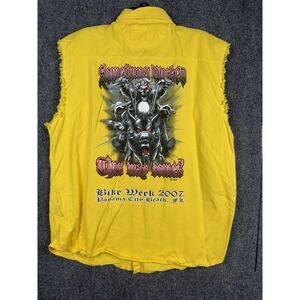 Liquid Blue 2007 V-Twin Motorcycle Skull Biker Vest PCB Bike Week 07 Men's‎ XL